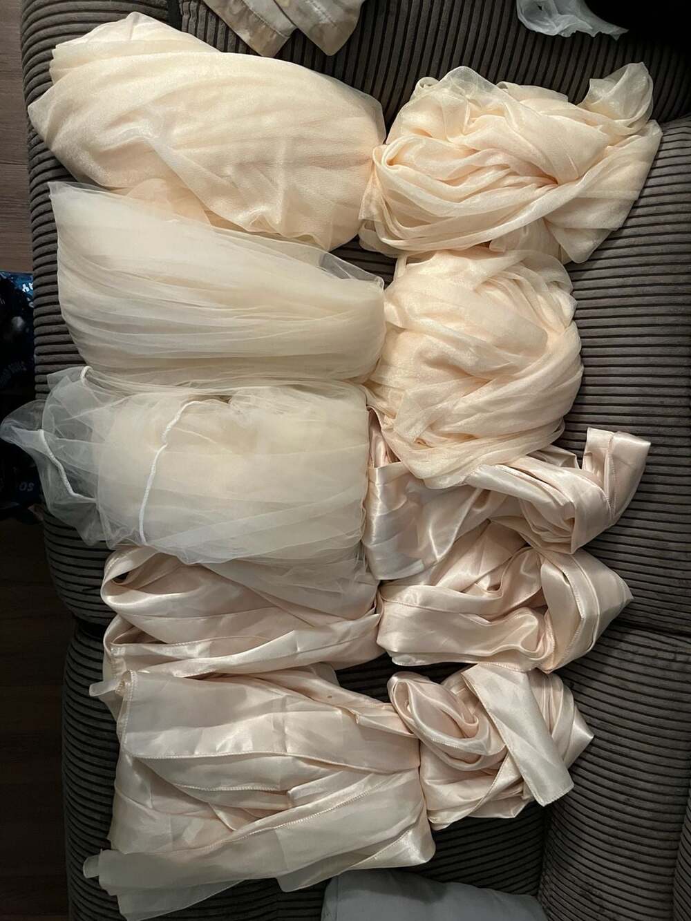 Wedding Arch Draping Fabric And Satin Table Runners Champagne 10-20 ft (10)